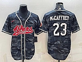 Men's San Francisco 49ers #23 Christian McCaffrey Grey Camo With Patch Cool Base Stitched Baseball Jersey,baseball caps,new era cap wholesale,wholesale hats